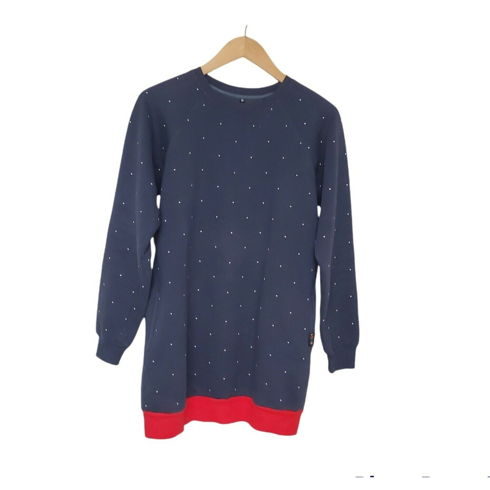 Lazy Oaf Size S Blue Dots Jumper Pullover Top With Two Side Pockets